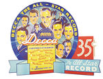 DECCA RECORDS RECORDING STARS ADVERTISING SIGN.