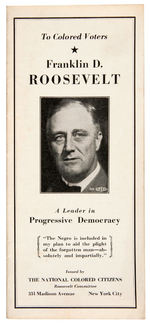 FDR 1932 RARE BOOKLET ADDRESSED “TO COLORED VOTERS.”