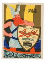 "GOEBEL BEER" LARGE POSTER STAMP PICTURING NORSE VIKING.