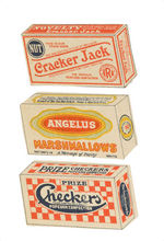 CRACKER JACK/CHECKERS/ANGELUS SMALL DIE-CUT PACKAGE PAPER REPLICAS.