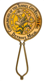 "TUNNEL CITY REGALIA CO" LARGE CELLULOID HAND MIRROR.