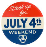 SALES CLERK'S BUTTON PROMOTING USE OF BALLANTINE BEER ON JULY 4th.