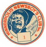 "MINNEAPOLIS NEWS BOY'S CLUB INCLUDING 1" BUTTON.