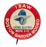 GENE AUTRY RARE BOSTON RODEO BUTTON.