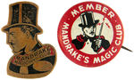 MANDRAKE THE MAGICIAN PAIR OF 1934 CLUB MEMBER'S BADGES.