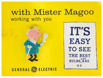 MR. MAGOO GENERAL ELECTRIC PIN ON ORIGINAL CARD.