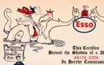 "OUTBOARD ADMIRAL OF THE SEUSS NAVY" 1946 ESSO PREMIUM CERTIFICATE.