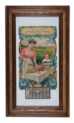 1913 EMBOSSED DIE-CUT GROCER'S ADVERTISING CALENDAR.