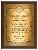 BOB DYLAN “BREAKOUT AWARD."