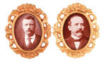 TR AND PARKER PAIR OF REAL PHOTO OVAL BROOCH PINS.