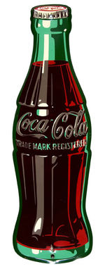 "COCA-COLA" BOTTLE-SHAPED TIN SIGN.