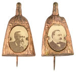 MATCHED PAIR HARRISON AND CLEVELAND BRASS SHELL BROOM STICKPINS.