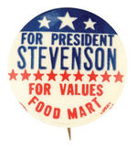 RARE HAKE UNLISTED ADVERTISING BUTTON WITH STEVENSON ENDORSEMENT.