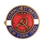 "COMMUNIST PARTY U.S.A. NEW YORK 1940 CONVENTION" ENAMEL/BRASS PIN.