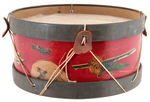 CHILD'S DRUM WITH AVIATION SCENE.