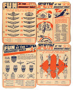 "KELLOGG'S PEP WHOLE WHEAT FLAKES" WWII THEME BOX BACKS.