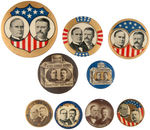 McKINLEY AND ROOSEVELT GROUP OF NINE CLEAN JUGATE BUTTONS.