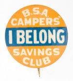 "I BELONG B.S.A. CAMPERS SAVINGS CLUB."