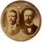 POCKET MIRROR VERSION “ROOSEVELT AND FAIRBANKS 1904” REAL PHOTO SEPIA.