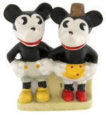 MICKEY & MINNIE MOUSE TOOTHBRUSH HOLDER & BISQUE TRIO.