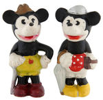 MICKEY & MINNIE MOUSE TOOTHBRUSH HOLDER & BISQUE TRIO.