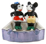 MICKEY & MINNIE MOUSE GLAZED CHINA ASHTRAY TRIO.