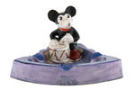 MICKEY & MINNIE MOUSE GLAZED CHINA ASHTRAY TRIO.