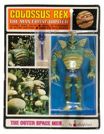 "THE OUTER SPACE MEN BY COLORFORMS COLOSSUS REX THE MAN FROM JUPITER" CARDED ACTION FIGURE.