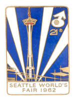 BEAUTIFUL LARGE ENAMEL PIN FOR "SEATTLE WORLD'S FAIR 1962."