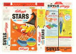 "KELLOGG'S STARS" CEREAL BOX FLAT W/IDEAL SPORTS CARS/CALICO LASSIE HILLBILLY DOLL.