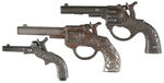 THREE PIECE EARLY CAST IRON CAP GUN LOT.