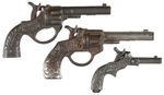 THREE PIECE EARLY CAST IRON CAP GUN LOT.