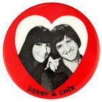 "SONNY & CHER" 1965 FAN CLUB BUTTON.