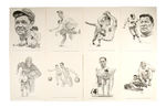 "SPORTS HALL OF FAME" PRINTS WITH BABE RUTH/JIM THORPE/RED GRANGE/ETC.