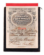 COLUMBIAN WORLD'S FAIR LADY MANAGER'S PASS/TICKETS.