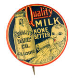 BABY WITH BOTTLE OUTSTANDING EARLY AND GRAPHIC DAIRY BUTTON.