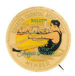 LARGE 1916 ART NOUVEAU-STYLED "MEMBER" BUTTON FOR DULUTH'S REGATTA.