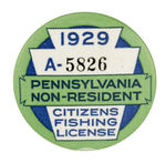 EARLY PENNSYLVANIA 1929 NON-RESIDENT FISHING LICENSE FROM HAKE COLLECTION & CPB.