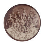 "BUCKEYE BAND" 1899 REAL PHOTO BUTTON FROM HAKE COLLECTION AND CPB.