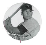 CLASSIC 1950s "MICKEY MANTLE" BUTTON FROM HAKE COLLECTION & CPB.