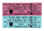 "HAIR" PAIR OF 1970 UNUSED TICKETS FOR PLAY STARRING MEAT LOAF.