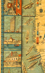 “MANHATTAN-FIRST CITY IN AMERICA” NEW YORK FRAMED ILLUSTRATED MAP.