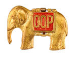 "GOP" MECHANICAL ELEPHANT 1896 PIN WITH JUGATE PHOTOS.