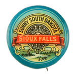 "SIOUX FALLS" BUTTON WITH "DEMPSTER" WINDMILL AT CENTER FROM HAKE COLLECTION & CPB.