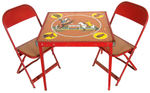 “ROY ROGERS DALE EVANS DOUBLE R BAR RANCH” CARD TABLE WITH 2 CHAIRS.