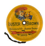 "BUSTER BROWN SHOES" 1930s LITHO TIN YO-YO.