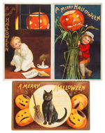 LOT OF SIX ELLEN CLAPSADDLE HALLOWEEN POSTCARDS.