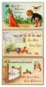 LOT OF SIX EMBOSSED HALLOWEEN POSTCARDS.