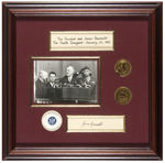 FDR AND JAMES ROOSEVELT/THE FOURTH INAUGURAL 1945 FRAMED INAUGURAL MEDALS, PHOTO, J. R. AUTOGRAPH.