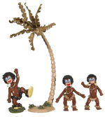 WINSOR McCAY JR. “JUNGLE IMPS” GLAZED CERAMIC FIGURES WITH TREE.